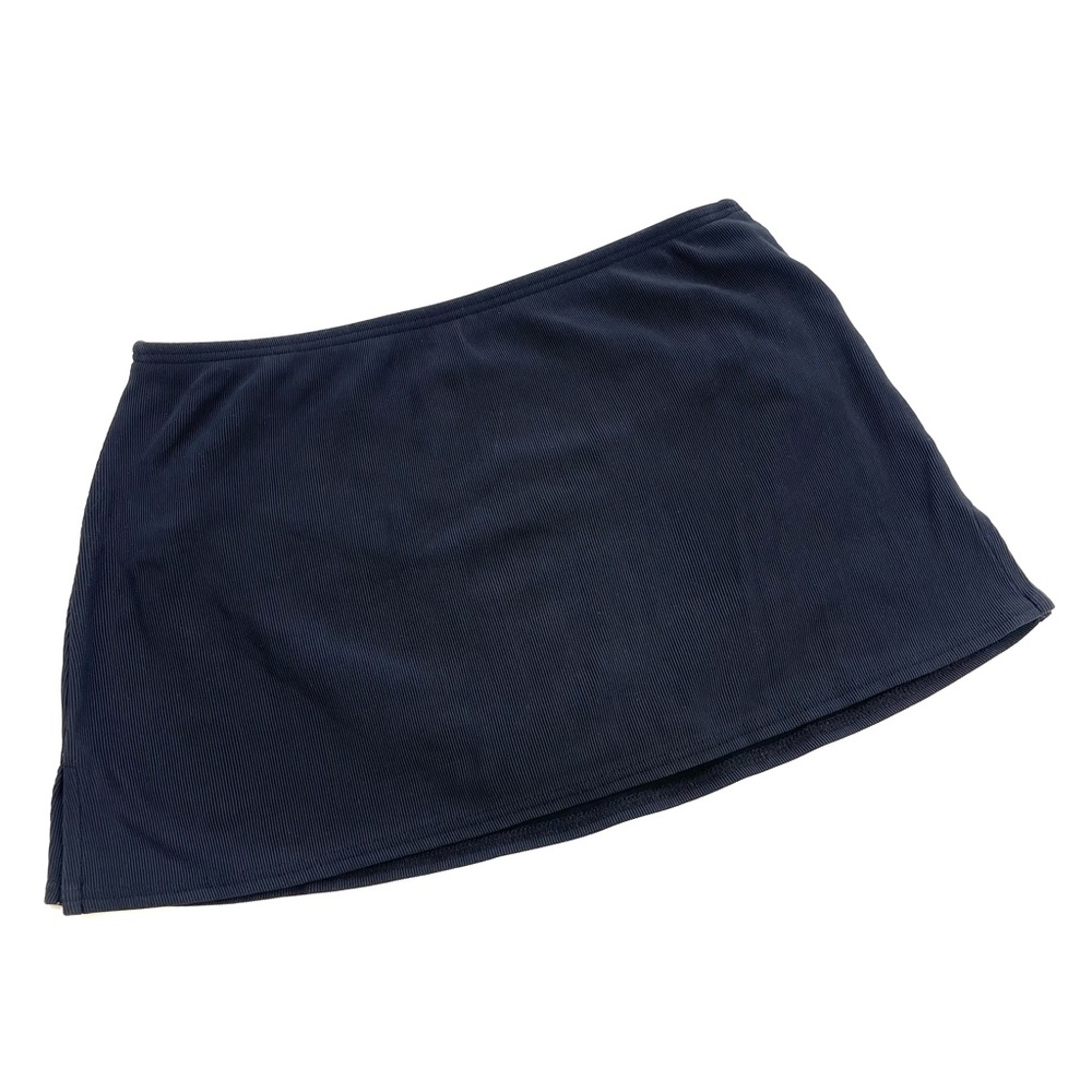 Lands End Swimsuit Bikini Bottoms Textured Black Swim Skirt